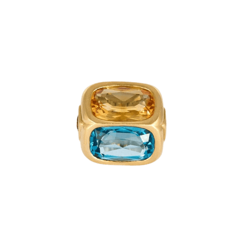 Bague 55 Marina B - Bague en or bicolore 18 carats avec topaze et citrine 58 Facettes