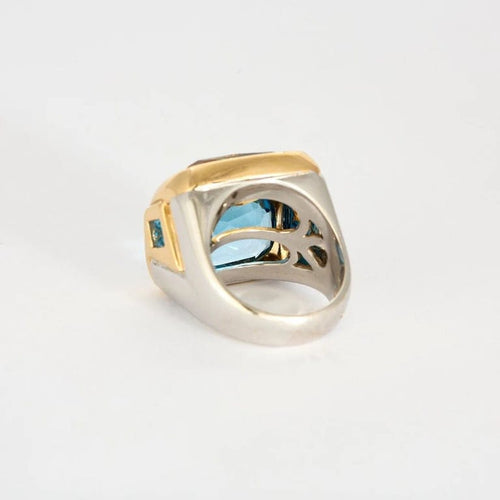 Bague 55 Marina B - Bague en or bicolore 18 carats avec topaze et citrine 58 Facettes