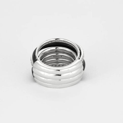 Bague 52 De Grisogono Allegra - Bague en or blanc 18K, céramique noire et diamants 58 Facettes