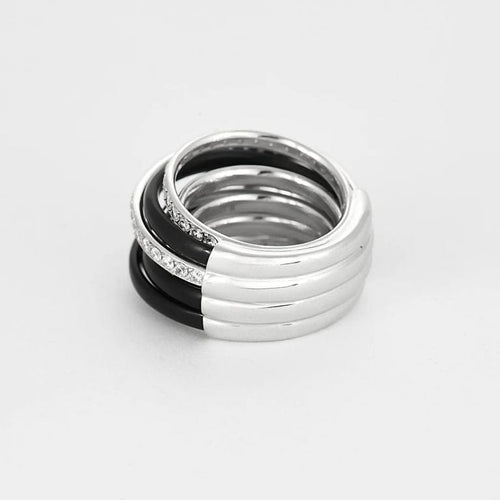 Bague 52 De Grisogono Allegra - Bague en or blanc 18K, céramique noire et diamants 58 Facettes
