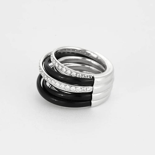 Bague 52 De Grisogono Allegra - Bague en or blanc 18K, céramique noire et diamants 58 Facettes
