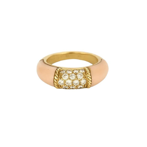 Bague 51 Van Cleef & Arpels Philippines - Bague en or jaune, corail et diamants 58 Facettes