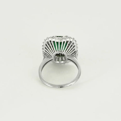 Bague 54 Bague jupe en or blanc 18K avec émeraude 2,05 ct et diamants 58 Facettes