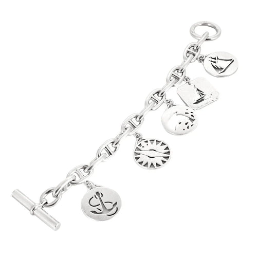 Bracelet Hermès Chaîne d’ancre - Bracelet en argent 925 avec pendeloques 58 Facettes