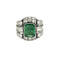 Bague 52 Bague Art déco en platine et or jaune, diamants et émeraude 58 Facettes