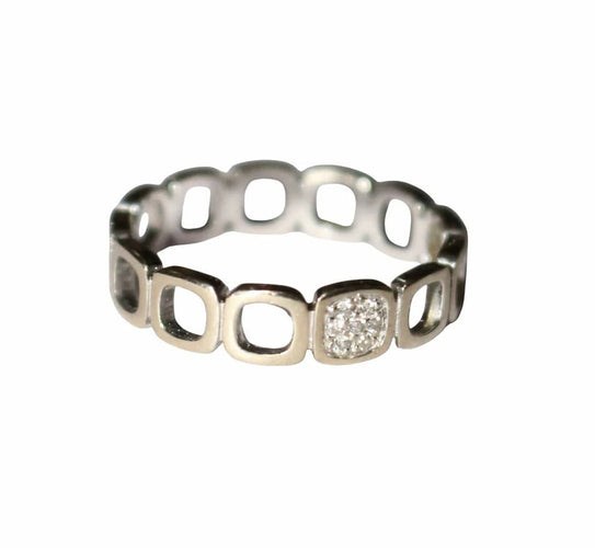Bague 55 Dinh Van - Alliance Impression Domino en or blanc 58 Facettes 600