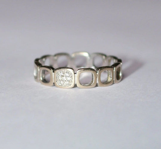 Bague 55 Dinh Van - Alliance Impression Domino en or blanc 58 Facettes 600