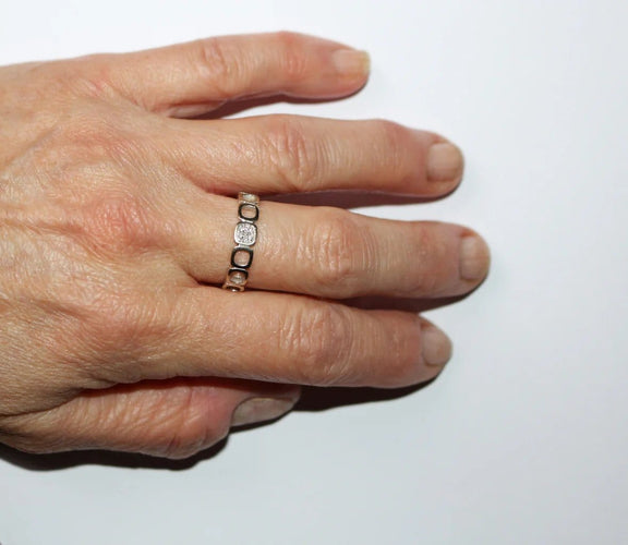 Bague 55 Dinh Van - Alliance Impression Domino en or blanc 58 Facettes 600