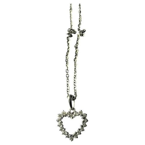 Collier Collier cœur en or blanc et diamants 58 Facettes 203