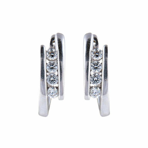 Boucles d'oreilles Boucles d'oreilles en or gris 18k et diamants taille brillant 0,40 ct 58 Facettes 395
