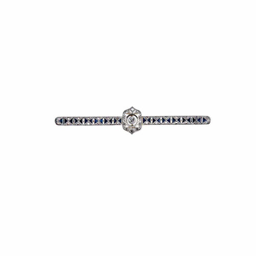 Broche Broche-barrette Art déco en or jaune et platine, saphirs et diamants 58 Facettes 440