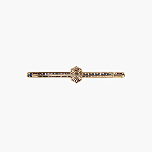 Broche Broche-barrette Art déco en or jaune et platine, saphirs et diamants 58 Facettes 440