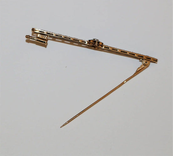 Broche Broche-barrette Art déco en or jaune et platine, saphirs et diamants 58 Facettes 440
