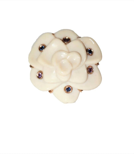 Bague 49.5 Bague camélia en or rose 18k avec saphirs et améthystes 58 Facettes 478