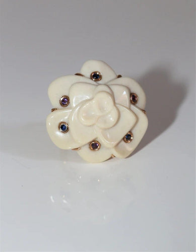 Bague 49.5 Bague camélia en or rose 18k avec saphirs et améthystes 58 Facettes 478