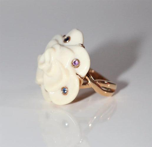 Bague 49.5 Bague camélia en or rose 18k avec saphirs et améthystes 58 Facettes 478