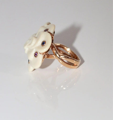 Bague 49.5 Bague camélia en or rose 18k avec saphirs et améthystes 58 Facettes 478