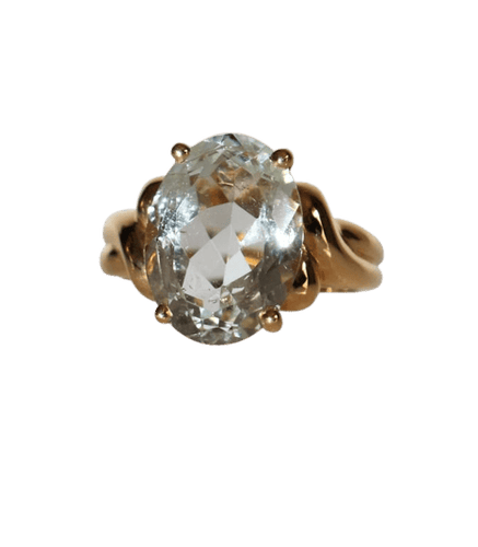 Bague 54 Bague en or jaune 18k sertie d’une aigue-marine ovale 4,93 ct 58 Facettes 515