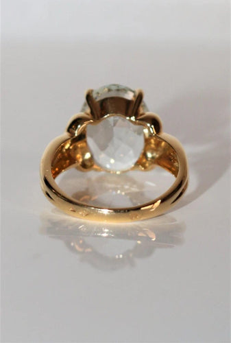 Bague 54 Bague en or jaune 18k sertie d’une aigue-marine ovale 4,93 ct 58 Facettes 515