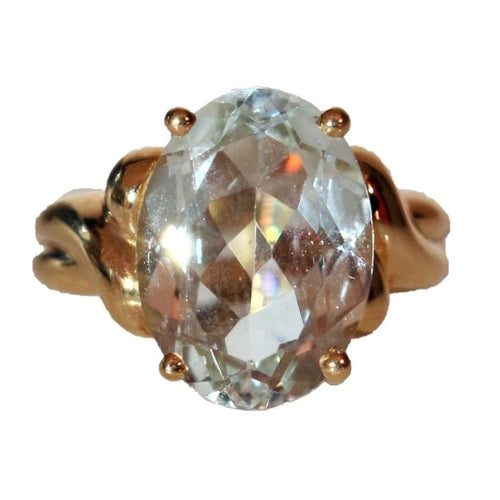 Bague 54 Bague en or jaune 18k sertie d’une aigue-marine ovale 4,93 ct 58 Facettes 515