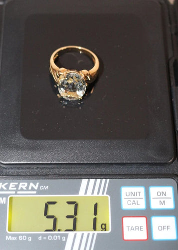Bague 54 Bague en or jaune 18k sertie d’une aigue-marine ovale 4,93 ct 58 Facettes 515