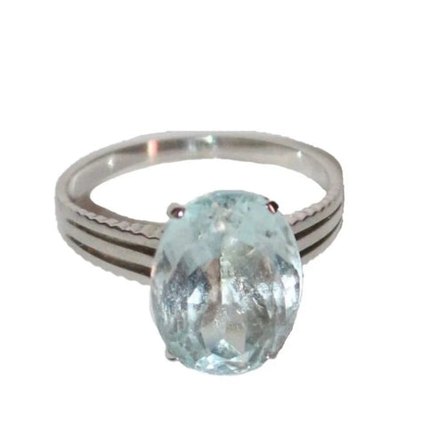 Bague 54 Bague en or blanc 18k avec aigue-marine 58 Facettes 521