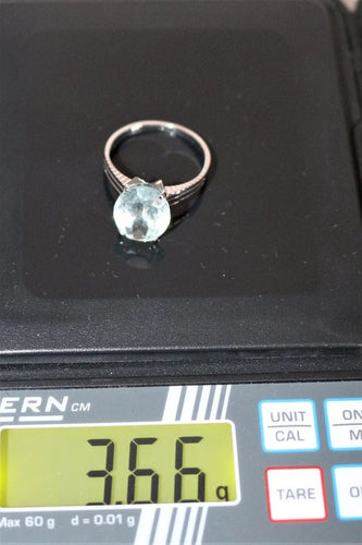 Bague 54 Bague en or blanc 18k avec aigue-marine 58 Facettes 521