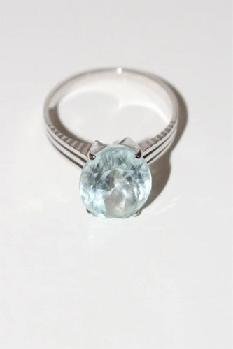 Bague 54 Bague en or blanc 18k avec aigue-marine 58 Facettes 521