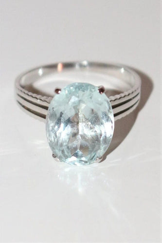 Bague 54 Bague en or blanc 18k avec aigue-marine 58 Facettes 521