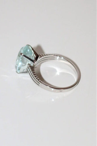 Bague 54 Bague en or blanc 18k avec aigue-marine 58 Facettes 521
