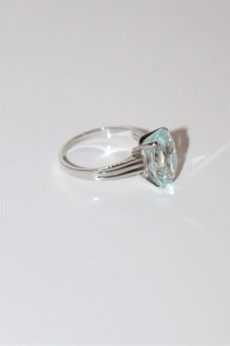 Bague 54 Bague en or blanc 18k avec aigue-marine 58 Facettes 521