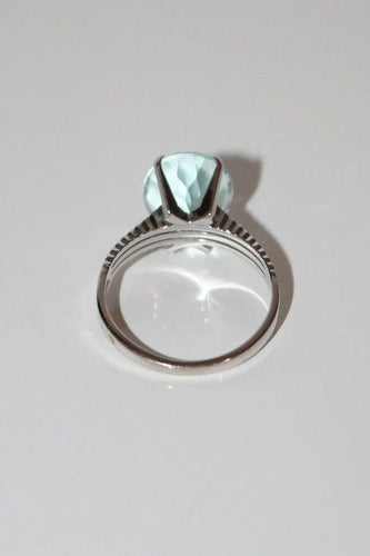 Bague 54 Bague en or blanc 18k avec aigue-marine 58 Facettes 521