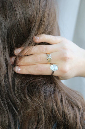 Bague 54 Bague en or blanc 18k avec aigue-marine 58 Facettes 521