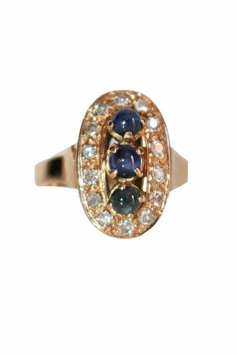 Bague 52 Bague trilogie saphirs et diamants en or jaune 18 carats 58 Facettes 530