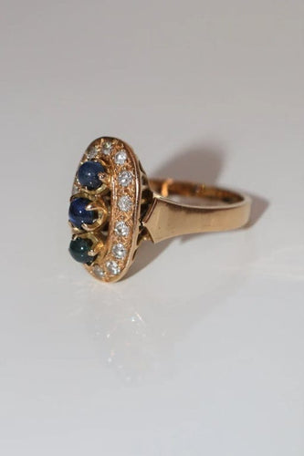 Bague 52 Bague trilogie saphirs et diamants en or jaune 18 carats 58 Facettes 530