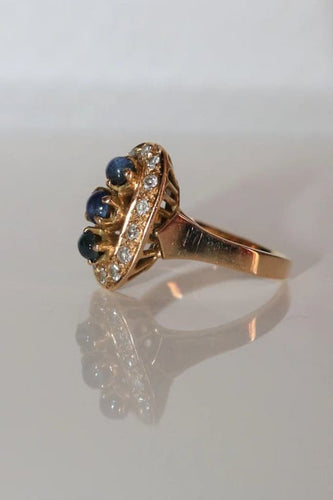 Bague 52 Bague trilogie saphirs et diamants en or jaune 18 carats 58 Facettes 530