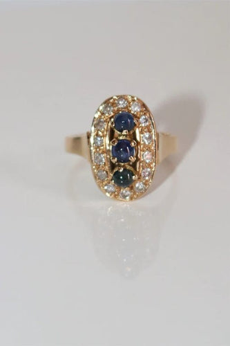 Bague 52 Bague trilogie saphirs et diamants en or jaune 18 carats 58 Facettes 530