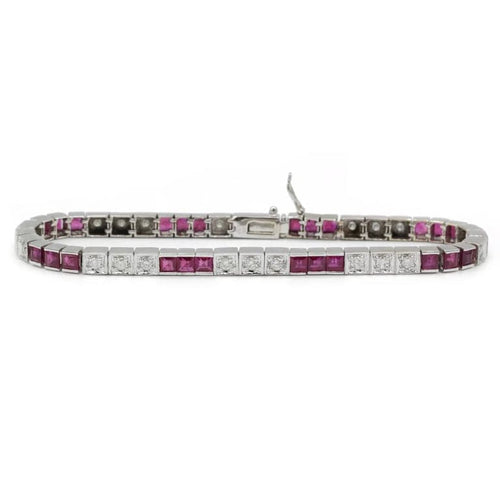 Bracelet Bracelet en or blanc 750‰, diamants et rubis 58 Facettes 1177