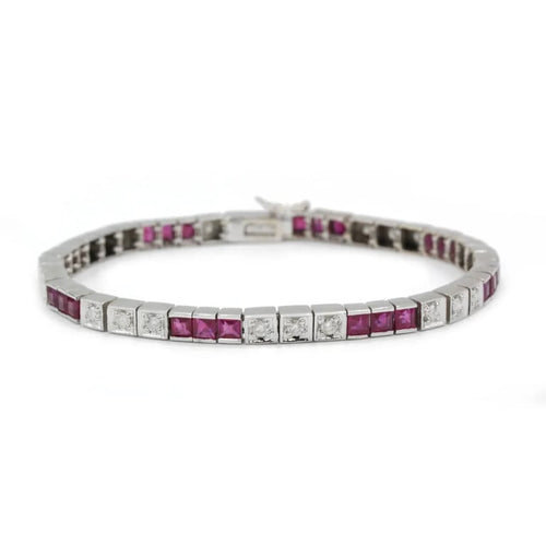 Bracelet Bracelet en or blanc 750‰, diamants et rubis 58 Facettes 1177