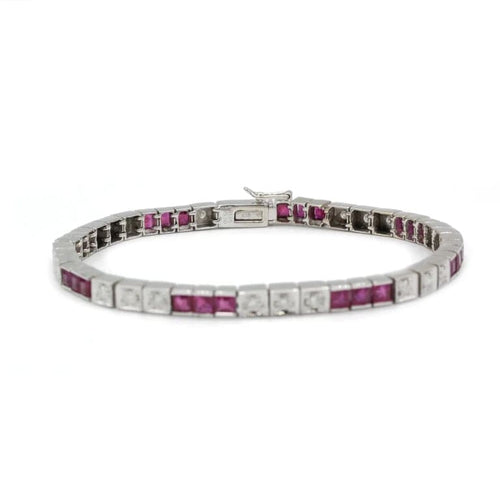Bracelet Bracelet en or blanc 750‰, diamants et rubis 58 Facettes 1177