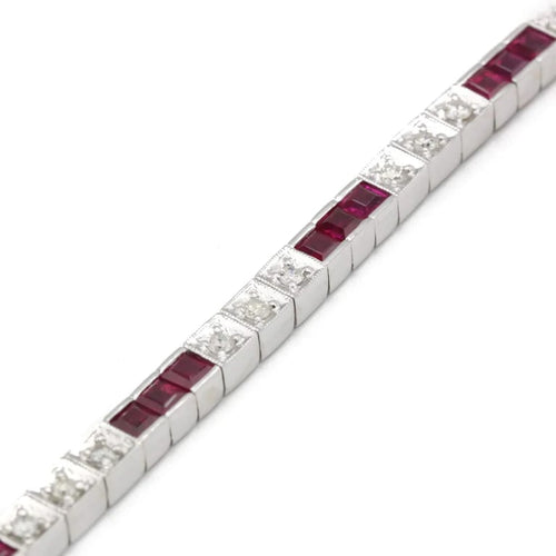 Bracelet Bracelet en or blanc 750‰, diamants et rubis 58 Facettes 1177