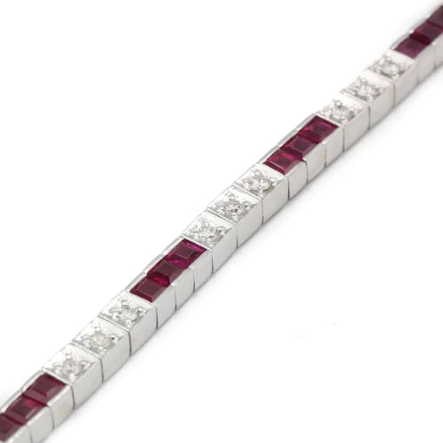 Bracelet Bracelet en or blanc 750‰, diamants et rubis 58 Facettes 1177