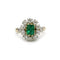 Bague 50 Bague marguerite - Or jaune 750‰, platine 950‰, diamants et émeraude 58 Facettes 1058