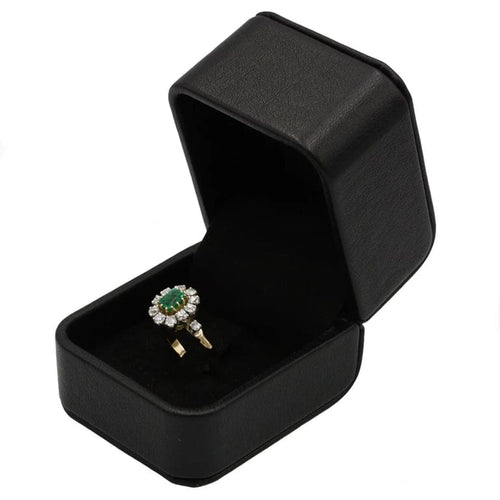 Bague 50 Bague marguerite - Or jaune 750‰, platine 950‰, diamants et émeraude 58 Facettes 1058