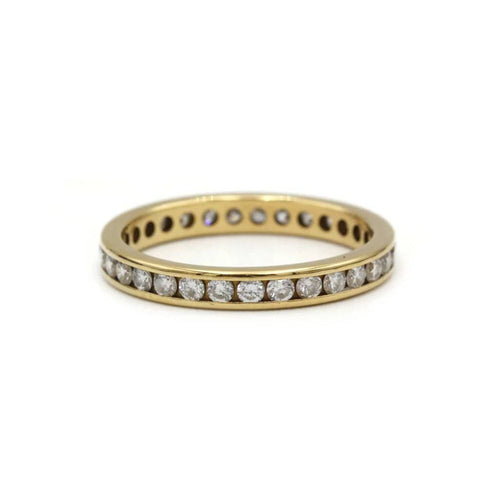 Bague 55 Alliance en or jaune et diamants 58 Facettes 1060