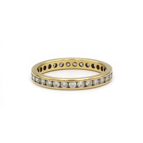 Bague 55 Alliance en or jaune et diamants 58 Facettes 1060