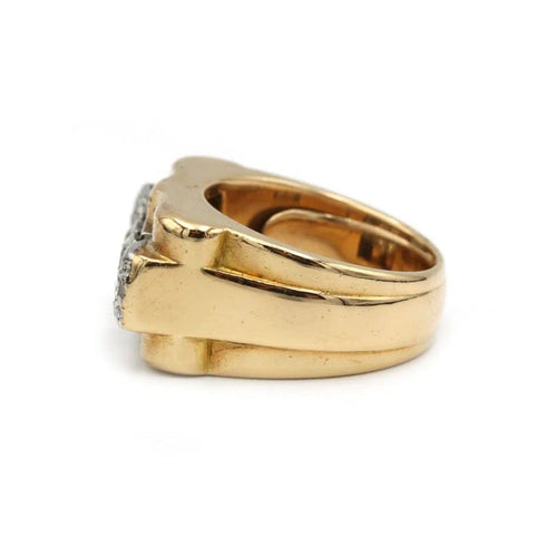 Bague 50 Bague tank en or jaune, platine et diamants 58 Facettes 1052