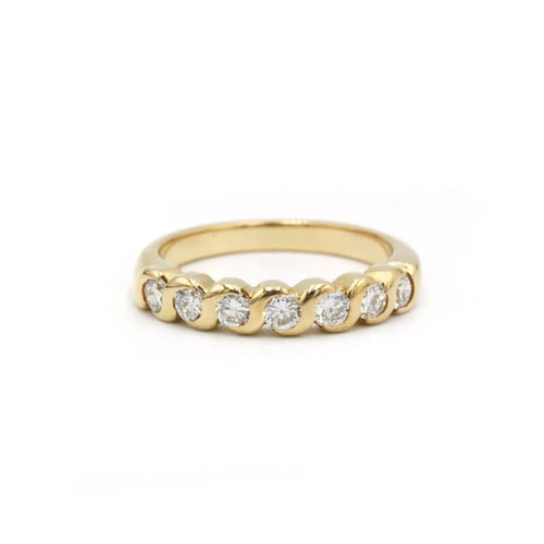 Bague 55 Demi-alliance torsadée en or jaune 750‰ et diamants 58 Facettes 1068