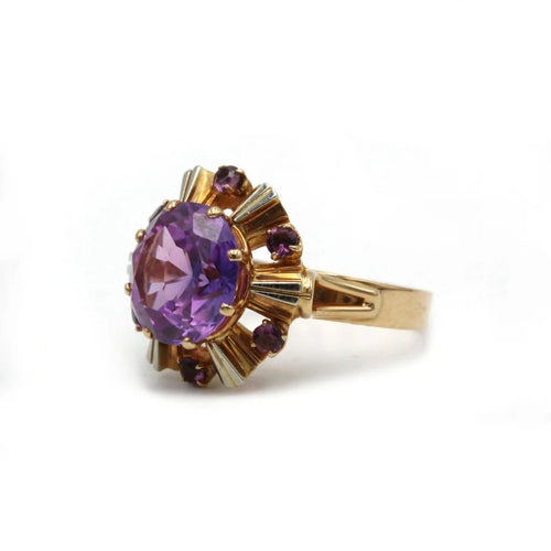 Bague 53 Bague en or jaune et blanc avec améthystes 58 Facettes 1085