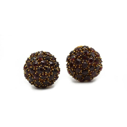 Boucles d'oreilles Boucles d’oreilles dôme en or jaune 585‰ et grenats 58 Facettes 1134